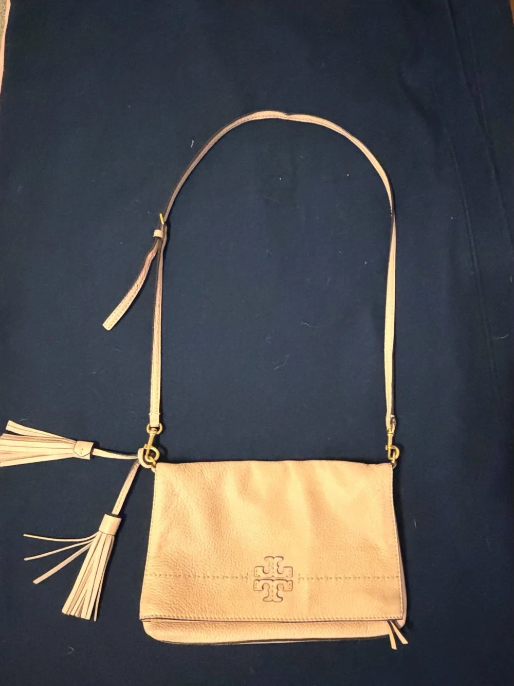 Tory Burch Blush Leather McGraw foldover Gold Hardware
